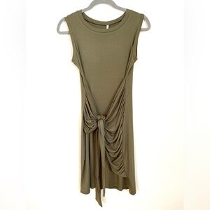 Elegant Olive Green Sleeveless Dress